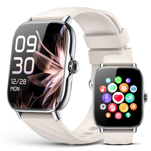 Smart Watches Fitness Tracker for Women Men with Step Counter, Sleep Calorie Monitor, Pedometer, IP68 Waterproof, Smartwatch with 120+ Sports for iPhone Android (Starlight) - color: Polished Silver Case w/ Starlight Band
