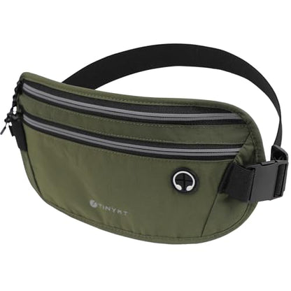 Slim Running Belt for Women Men Runners Fanny Packs With Phone Holder Hidden Pockets Exercise Waist Bag for Marathon Workout - color: DeepGreen/T2085