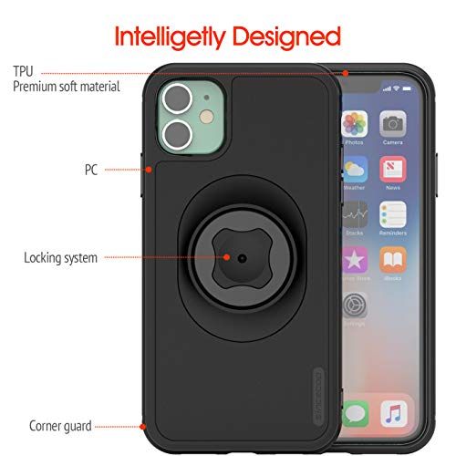 Shockproof Case with Quick Mount Adapter for iPhone 12 Mini(5.4") - Quick Attach Your Cellphone to Any Sincetop Bike Mount/Car Phone Holder/Armband/Belt Clip Black - size: For iPhone 12Mini(5.4")
