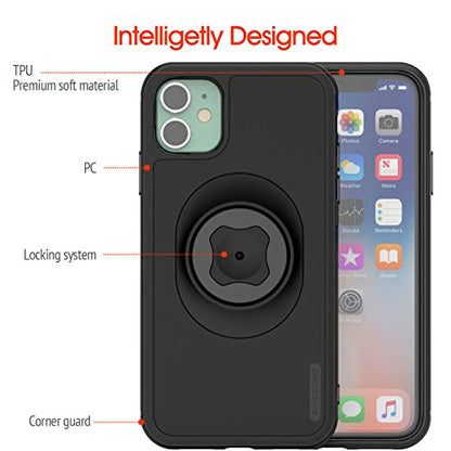 Shockproof Case with Quick Mount Adapter for iPhone 12 Mini(5.4") - Quick Attach Your Cellphone to Any Sincetop Bike Mount/Car Phone Holder/Armband/Belt Clip Black - size: For iPhone 12Mini(5.4")