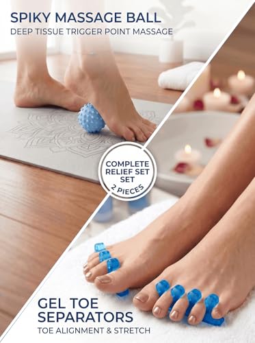 4-Piece Toe Spreaders and Foot Massage Ball Kit - color: Blue