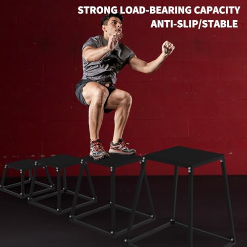 GarveeLife Plyometric Jumping Box, Steel Plyo Box for Exercise - color: Black, size: 12/18/24 Inch