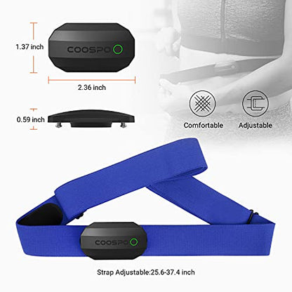 COOSPO Bluetooth Heart Rate Monitor Chest Strap H808S, ANT+ BLE HR Monitor Chest, HRM IP67 Waterproof, 300H Battery Life - color: Black Blue