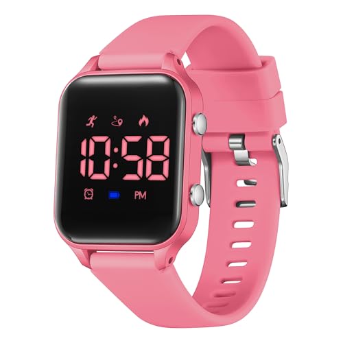 LAVAREDO Kids Digital Watches for Boys Girls,Waterproof Sport Watch with Pedometer Stopwatch Vibration Alarm for Ages 5-13,No App Fitness Tracker Watch for Kids Teens Birthday Gifts - color: 01-WatermelonRed