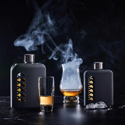 Le’raze 3.4 oz Glass Hip Flask, Sleek Silicone Sleeve | 100ml Single Shot Pocket Bottle for Alcohol Liquor | Leakproof Lids, Funnel | Cute Discreet Concert, TSA Travel Approved Shatterproof Mini Gift - size: 3.4oz.
