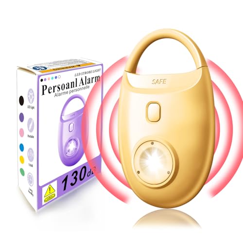 Personal Safety Alarm for Women – 130dB Loud Emergency Siren with Strobe LED Light – Self Defense Keychain by Women Students Girls - color: Yellow