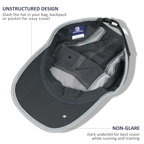 GADIEMKENSD Reflective Folding Outdoor Hat Unstructured Design UPF 50+ Sun Protection Sport Hats for Womens and Mens - color: Dark Grey