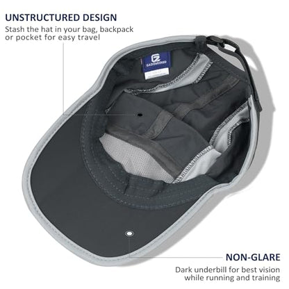 GADIEMKENSD Reflective Folding Outdoor Hat Unstructured Design UPF 50+ Sun Protection Sport Hats for Womens and Mens - color: Dark Grey