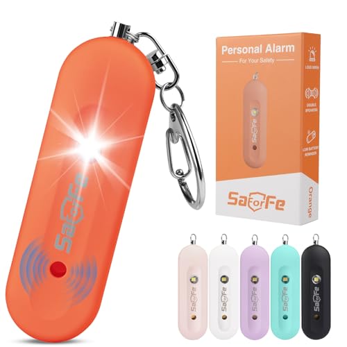 Personal Safety Alarm - Waterproof Rechargeable Security Alarm - 140dB Extra Loud Siren & Strobe Light - Self Defense Keychain - Gift for Women, Teenagers, College Girls, Seniors (Orange) - color: New Orange