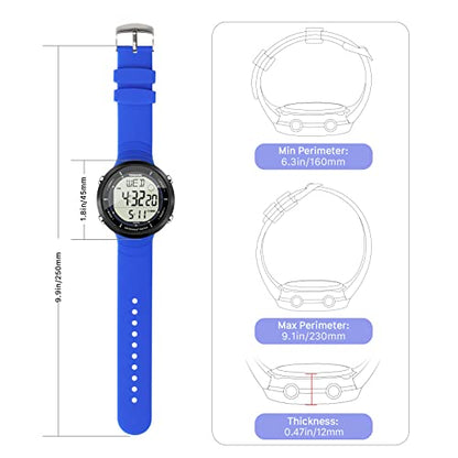 10 ATM Water Resistant Sports Watch for Swimming and Diving, with Functions of Stopwatch, Countdown, Dual Time, Alarm Clock, 12 and 24 Hour Format Switchable