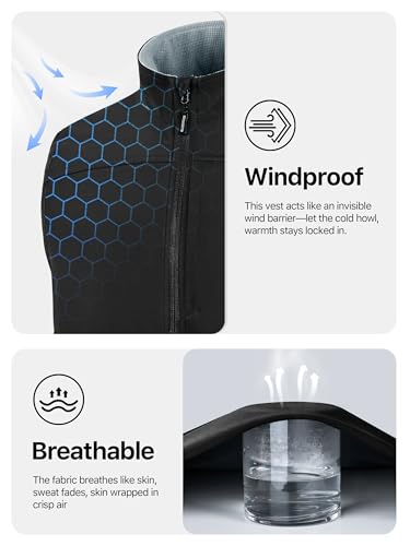 FREE SOLDIER Men's Lightweight Golf Vest Outerwear Windproof Sleeveless Softshell Jacket Running Vest - color: Black, size: Small
