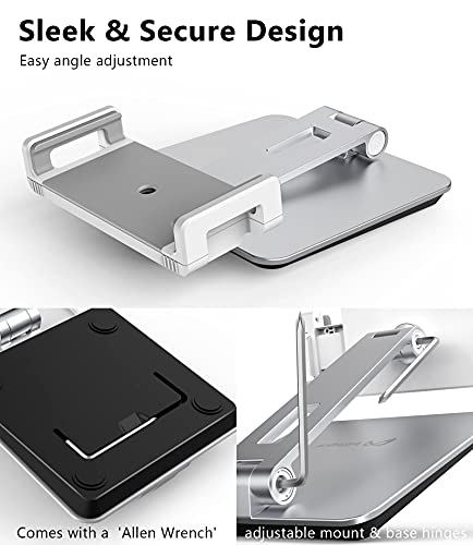 Tablet Stand Holder, Heavy Aluminum Alloy Multi-Angle Foldable iPad Holder Stand for 4.7''- 13'' Screen Surface Pro Series, iPad Series, Pro, Mini, Air, Samsung Galaxy Tabs and More (Silver) - color: Sliver