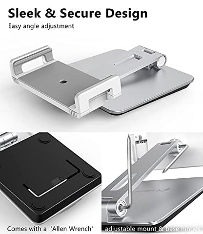 Tablet Stand Holder, Heavy Aluminum Alloy Multi-Angle Foldable iPad Holder Stand for 4.7''- 13'' Screen Surface Pro Series, iPad Series, Pro, Mini, Air, Samsung Galaxy Tabs and More (Silver) - color: Sliver