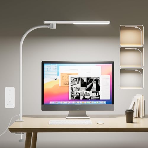 Honeywell HJ2 Clip On LED Desk Lamp with Clamp, Adjustable Reading Light - color: White
