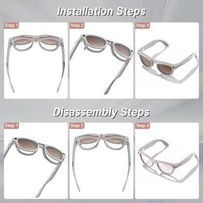 HIBLOKS Polarized Clip for RayBan Meta Skyler Gen 1/2 (RW4010/RW4014 52-20) - size: Grey Frame - Silver+Brown