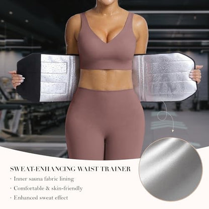 YIANNA Waist Trainer Sauna Sweat Waist Cincher Tummy Control Body Shaper - color: Black, size: Medium