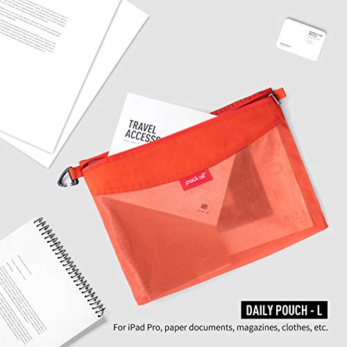 pack all Water-Resistant Zipper Pouch, Mesh Zipper Bag, 14.17"x10.23" - color: Orange, size: Large