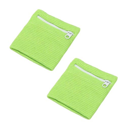Wrist Wallet Wristband with Zipper, Cotton Wrist SweatBands Sports Absorb Sweat Wristbands - color: Fruit Green