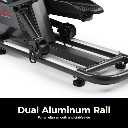 Sunny Health & Fitness Smart Upright Elliptical Machine with Pulse Sensor - size: 16" Stride