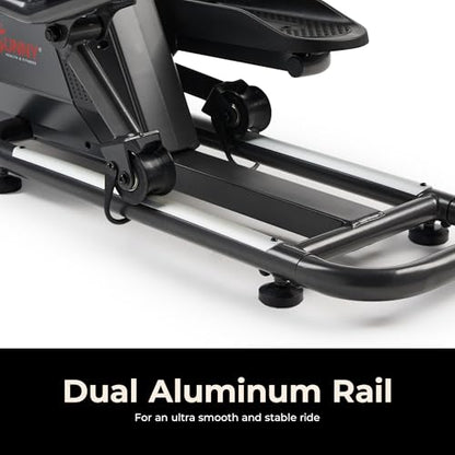 Sunny Health & Fitness Smart Upright Elliptical Machine with Pulse Sensor - size: 16" Stride