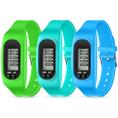 Kenning 3 Pcs Walking Running Pedometer Watch - color: Mint Green, Green, Sky Blue