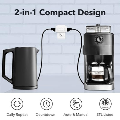 BN-LINK Indoor Countdown Timer with Repeat Function, 2-Outlets, 3-Prong - style: 2 Outlets Countdown Timer