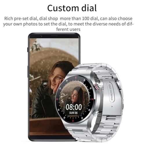 LAKEYLOYI Smart Watches Men Women, Bluetooth Calls, Heart Rate Sleep Monitor,IP67 Waterproof Fitness Tracker, Black Stainless Steel Watches for Android & iOS (D-Silver) - color: D-Silver