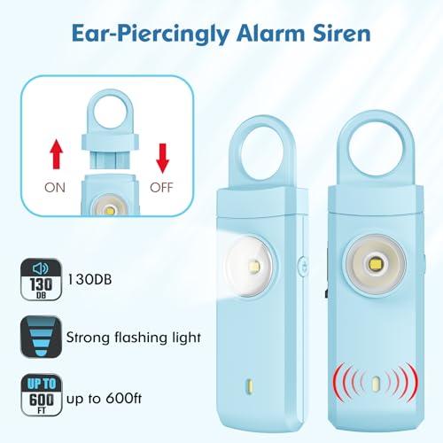 Rechargeable Personal Alarm for Women - Christmas Birthday Gifts for Women, Daughter, College Student, Teen Girl, Elders, Kids, Siren Alarm, Safety Keychain, USB Charging, Black - color: Black