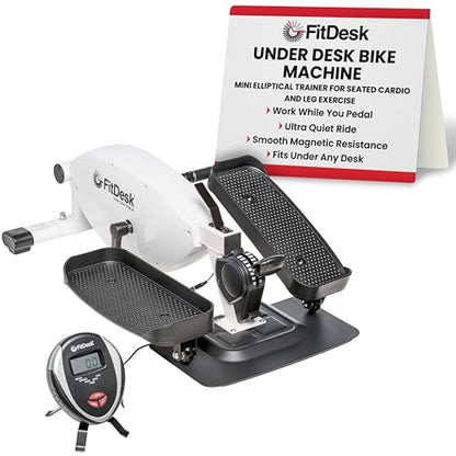 FitDesk Under Desk Bike Exercise Machine, Compact Magnetic Pedal Exerciser, Mini Elliptical, Quiet Seated Cardio Trainer for Home Office Workouts, Adjustable Resistance Bike for Desk Fitness - style: UnderDesk Elliptical