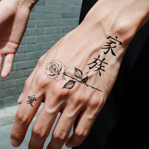 Semi Permanent Tattoo, Faith Eye & Swallow Rose Design, Small - color: Wake Up & Love