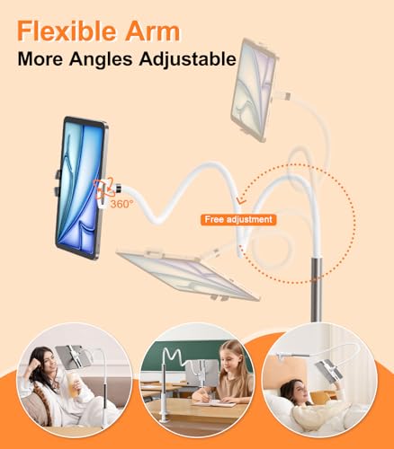 Gooseneck Tablet Holder for Bed, Adjustable Tablet Stand for Desk