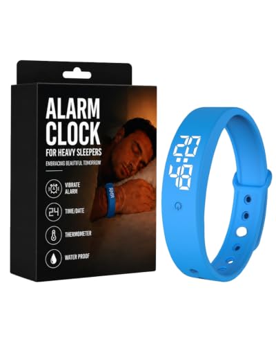 Vibrating Alarm Wristband Clock Watch for Heavy Sleepers, Fit Sleeps Rise Bracelet Bands for Deaf People, Wearable Vibration Wrist Alarm Waterproof Silent Alarms Wristband for Men & Women - color: Blue