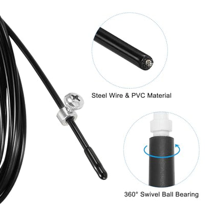 PATIKIL Speed Jump Rope, Adjustable Speed Skipping Rope Tangle-Free Fast Jump Rope with Storage Bag and Spare Parts - color: Black