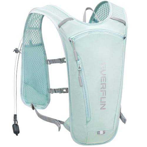 EVERFUN Hydration Backpack Running Vest Small Hiking Water Backpack with 1.5L Water Bladder, Lightweight Reflective Hydro Pack for Trail Running, Biking, Race, Marathons - color: Aqua