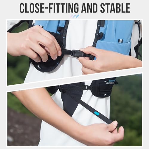 AWKSPORTS 5L Running Hydration Vest Backpack for Men Women, Adjustable & Lightweight, Front & Back Pockets for Essential Storage - style: Blue with 2*500ml Flask