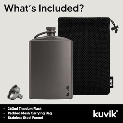 Kuvіk Titanium Flask - 8.8 oz (260ml) - Ultralight Flask for Backpacking