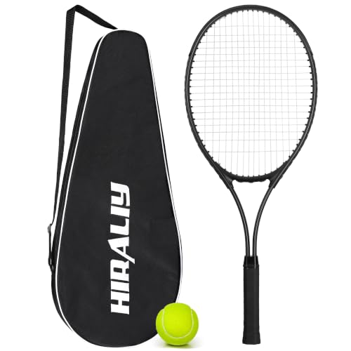 HIRALIY 27-Inch Tennis Racket for Adults with Ball and Carry Bag - color: Light Black-1 Pack