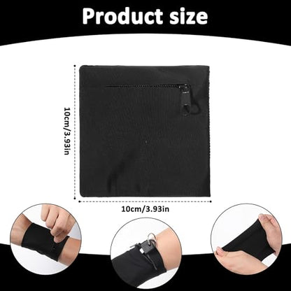 1 PCS Zipper Wristband Wallet Card Holder for Running Sports, Adjustable Wrist Wallet with Key & Cash Storage, Unisex Fitness Travel Hiking Armband Pouch