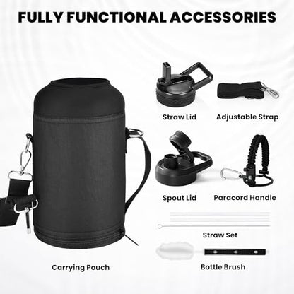 RAYMYLO Insulated Water Bottle 64 oz, Triple Wall Vacuum Stainless Steel - color: Magic Black, size: 64 Ounces