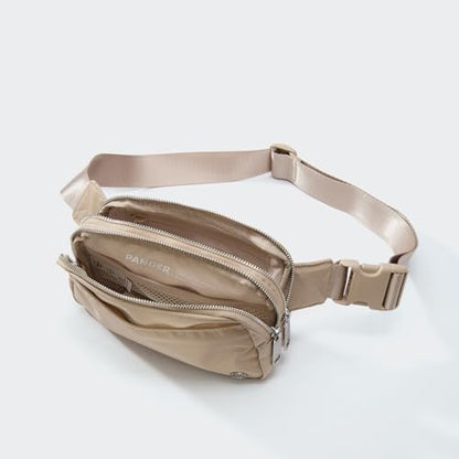 Pander Nylon Fanny Pack Belt Bag for Women with 5 Zipper Pockets - color: Raw Linen
