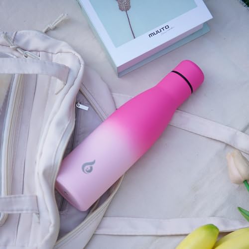 BJPKPK 17 oz Insulated Thermal Metal Water Bottle, Stainless Steel Flask - color: Midnight Black, size: 17 Ounces