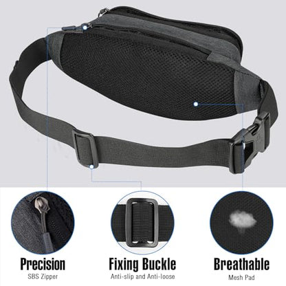 WATERFLY Small Fanny Pack Crossbody Lightweight Waist Bag for Woman Man - color: B-Grey