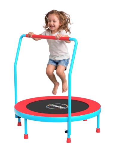 YORIN 36" Trampoline for Kids, Foldable Mini Trampoline with Foam Handle - color: Red