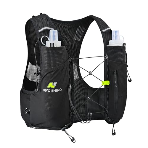 N NEVO RHINO Running Hydration Vest with 2 TPU 500ml Soft Flask - color: black, size: Small