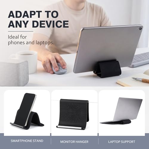 Sabary 2 Pack Flexible Silicone Phone Stand, Foldable Adjustable Phone Holder, Portable Non-Slip Bendable Desktop Stand for Desk, Travel, Office, Tablets, Laptops and Treadmills(Black) - color: Black