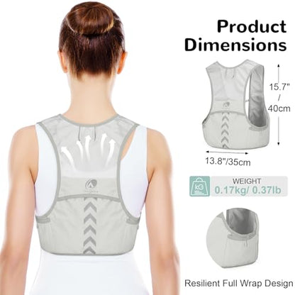 Hydration Running Vest with 2pcs 500ml/17oz Water Bottles, M/L - color: Gray, size: M: 27.6" - 43.3"