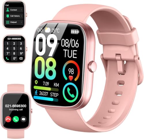 Smart Watch 2026 NEW 1.91" Smartwatch for Men Women(Answer/Make Call),Fitness Watch with 110+ Sport Modes, Reloj Inteligente with Sleep Monitor/Heart Rate/Step/Calories/IP68,for Android iOS, Gold Pink - color: Gold Pink