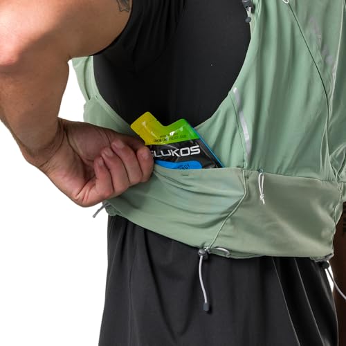 Nathan Hydration Vest 12L for Running & Hiking - Quick-Fit Adjustments, Breathable Mesh, 1.6L Insulated Bladder, Lightweight 8.8 oz, 6 Power Mesh Pockets, Diagonal Zip - Pinnacle Pro - size: Small, style: Sage Green