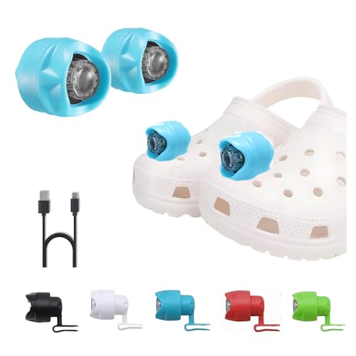 2PCS Rechargeable Clip-on Clog Headlights for Shoes With 3 Light Modes - Flashlight Attachment for Dog Walking, Cycling, Camping - Light Charm Accessories for Adults and Kids - color: -Blue