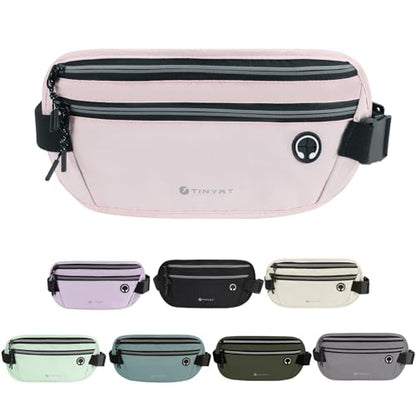 Slim Running Belt for Women Men Runners Fanny Packs With Phone Holder Hidden Pockets Exercise Waist Bag for Marathon Workout - color: Pink/T2085
